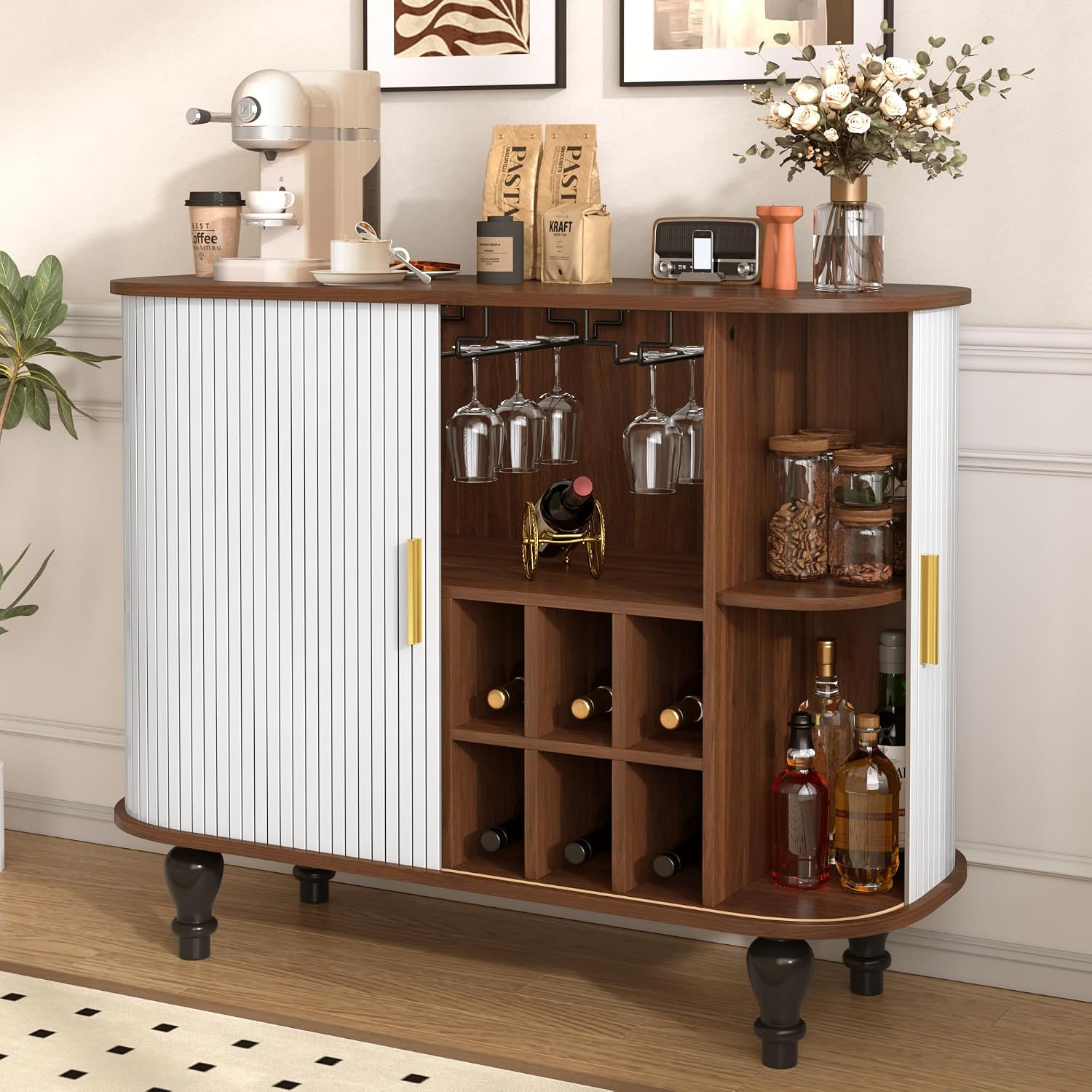 خزانة بار بيضاء مع 6 رفوف للنب - مراجعة Home Bar And Cabinet وسعره