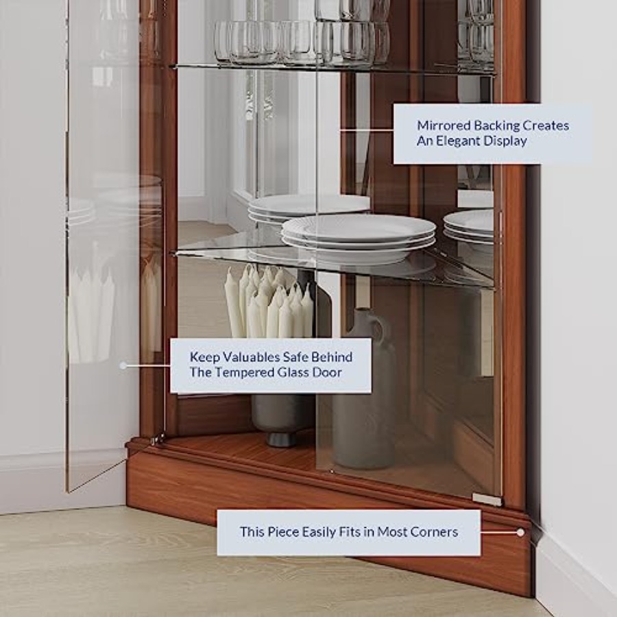 خزانة عرض زاوية مضاءة للاستخدا - مراجعة Home Bar And Cabinet وسعره