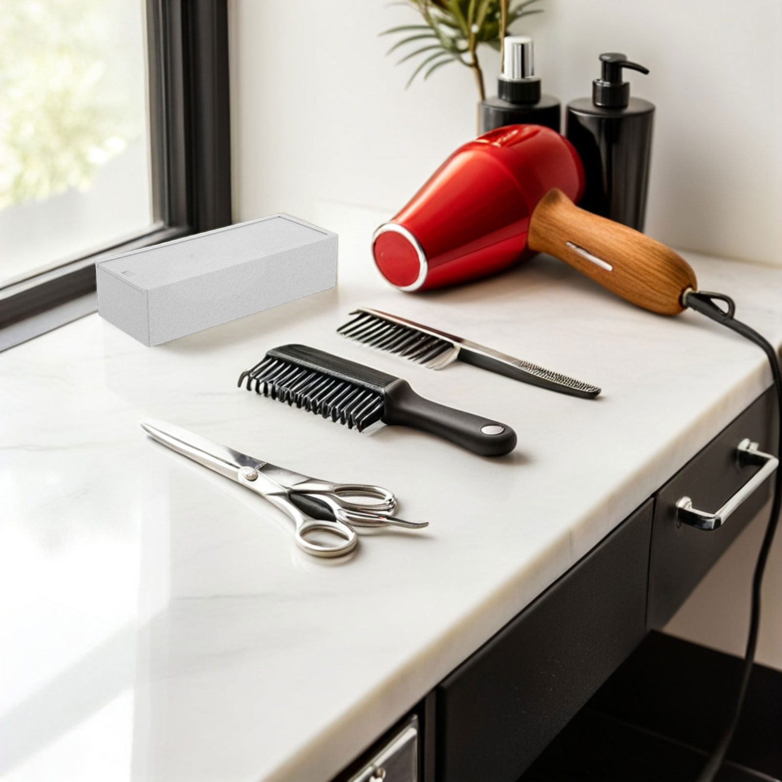 علبة تخزين شفرات بيضاء ذات قسم - مراجعة Home Barber وسعره